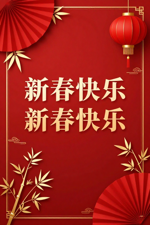 喜庆佳节 金色竹纹剪纸风海报设计