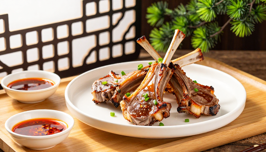 焦糖烤羊排:中式奢华美食的视觉盛宴