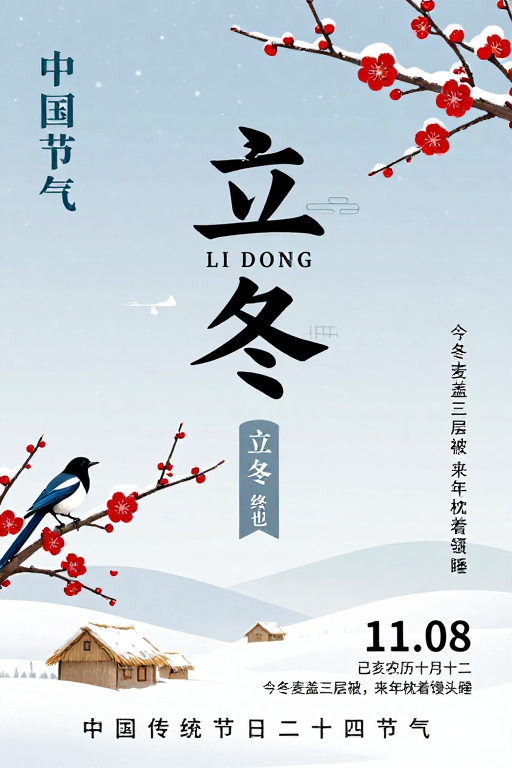 立冬中国风海报：清雅素净的冬日美学