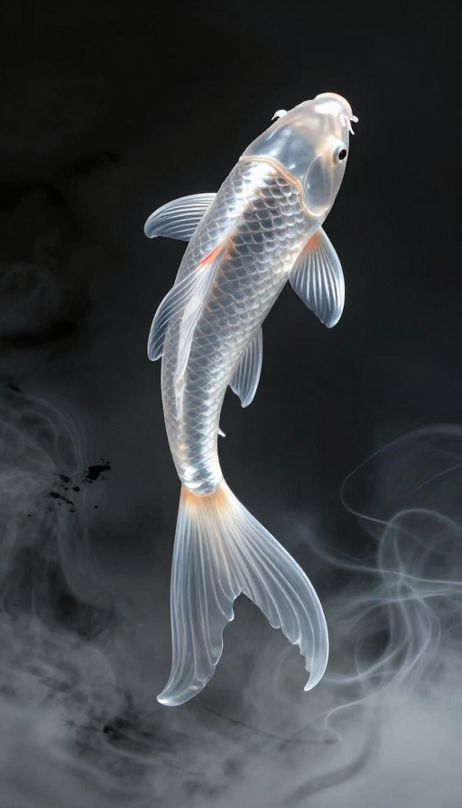 水墨灵动·透明锦鲤幻梦