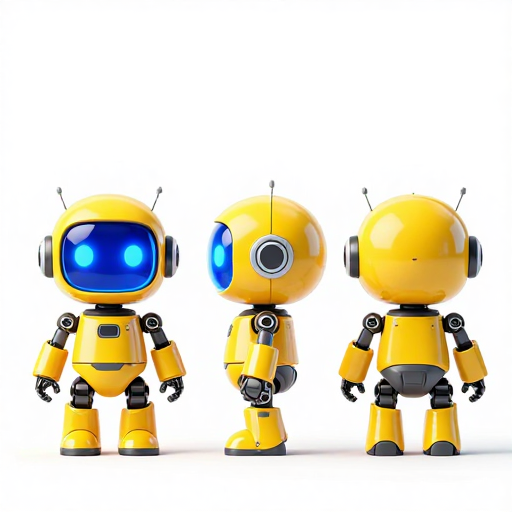 未来Q版智能机器人三视图科技设计