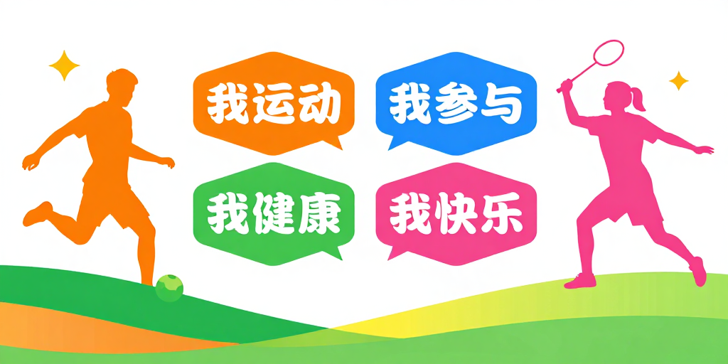活力运动健康海报：我运动·我参与·我快乐