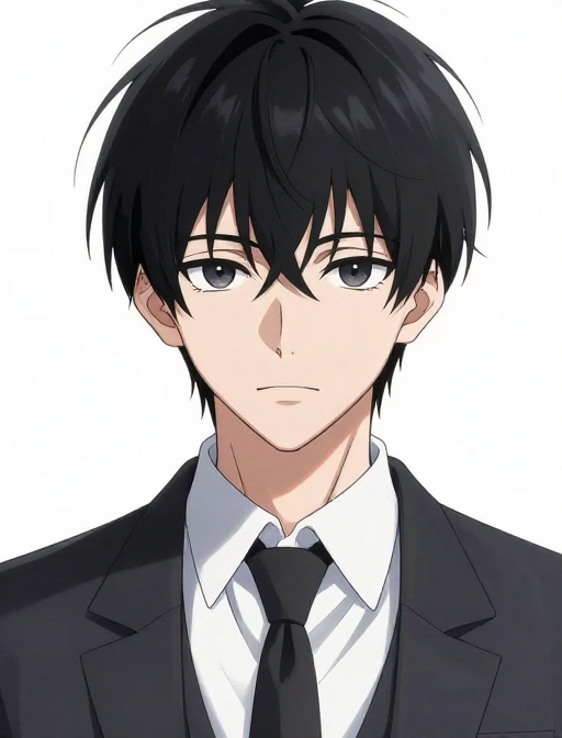 冷调西装少年：动漫头像特写