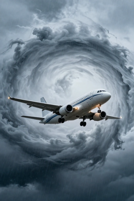 蓝灰旋涡中的客机侧逆光瞬间：动感的商业摄影