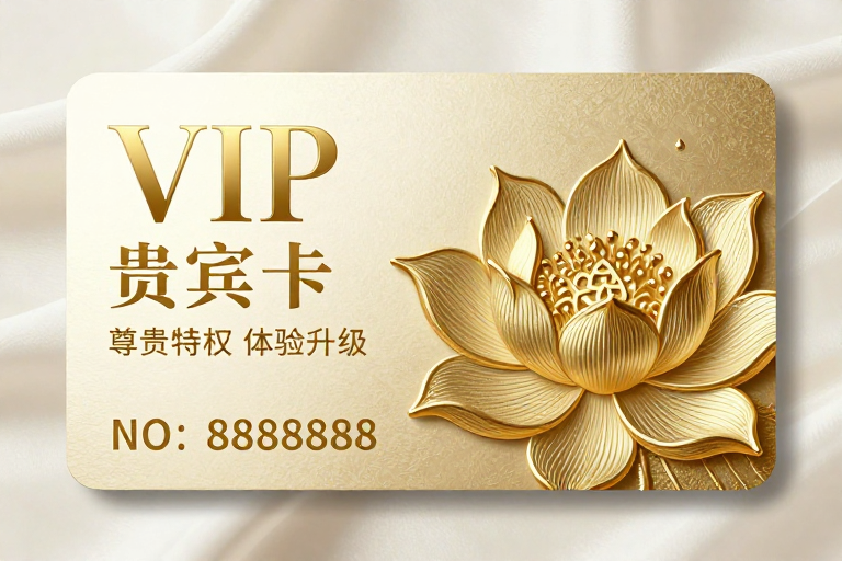 金色浮雕质感VIP贵宾卡设计,丝绸纹理与东方美学