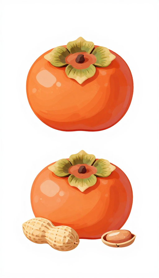 萌趣花生柿子头像，卡通风格社交展示