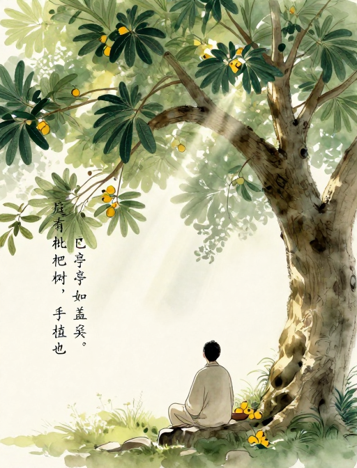 古朴庭院:诗人手植枇杷树的背影