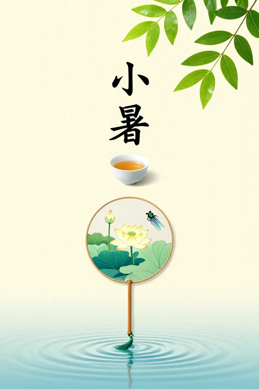 小暑清新意境插画背景图
