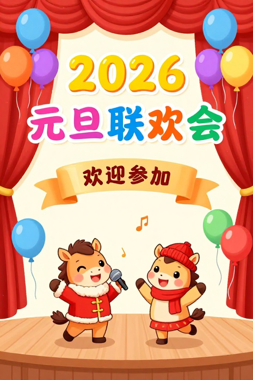 2026元旦联欢会 温馨手绘节日海报