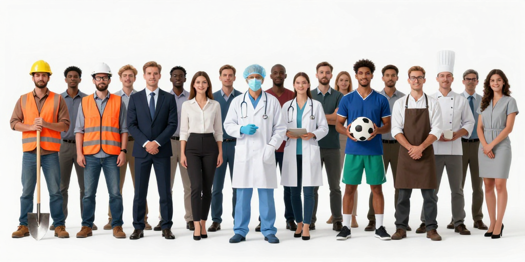 多元职业群体合影展现职场多样性