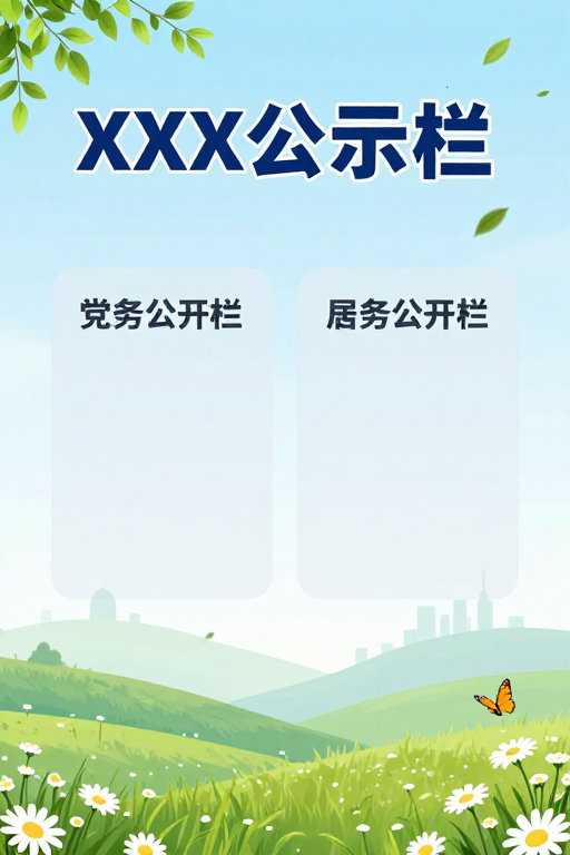 清新自然社区公示栏：党务与居务公开透明展示