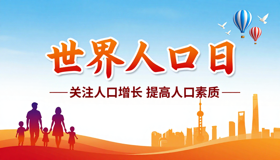世界人口日公益海报:现代简约风格宣传图