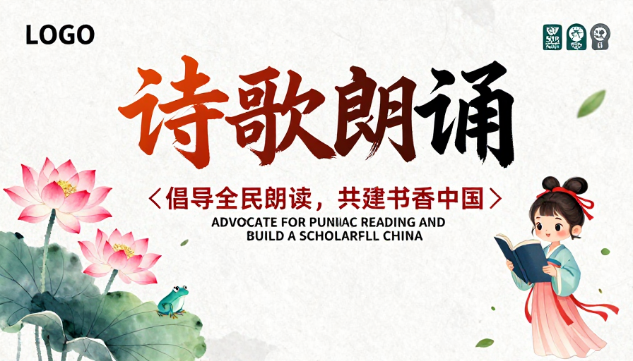 古风诗意：中国风诗歌朗诵海报——倡导书香中国