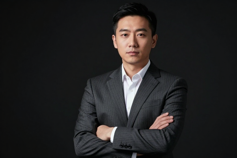 商务风范：沉稳自信的亚洲男士企业宣传人像