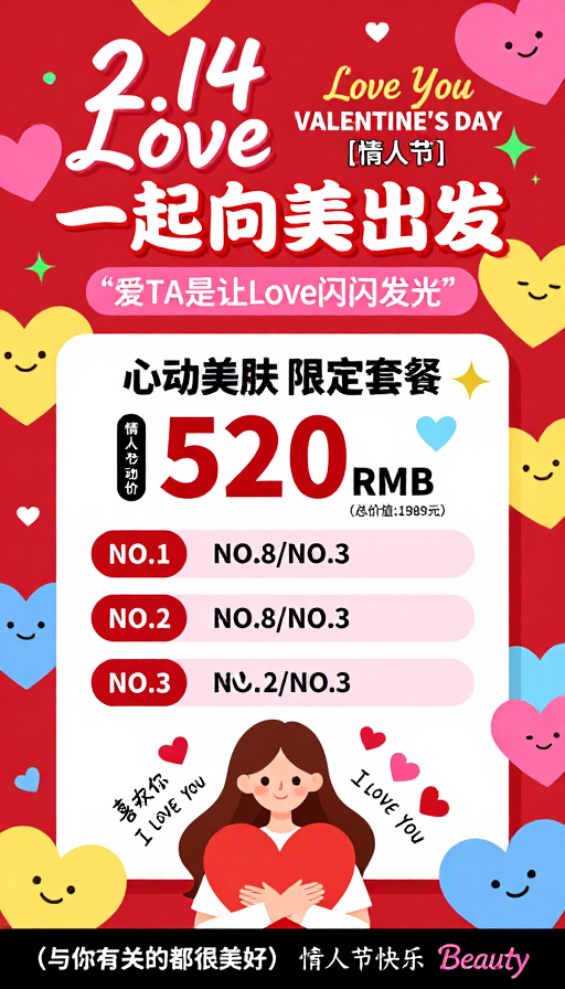 情人节高饱和美肤海报