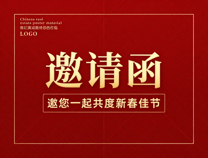 新春佳节·典雅中式红金邀请函设计