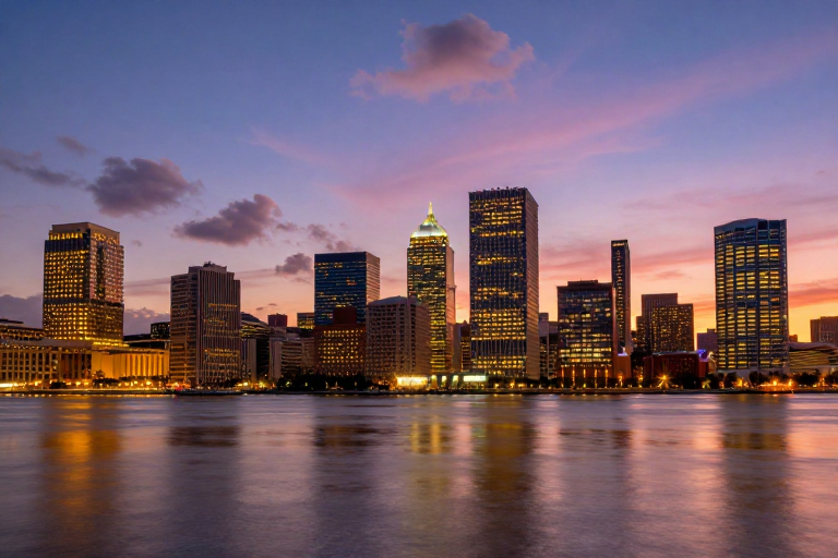 新奥尔良黄昏：密西西比河畔金色天际