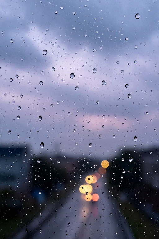 暮色雨窗：冷调光影中的城市微距诗意
