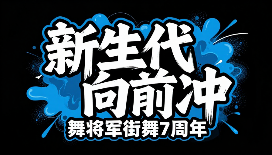 舞将军7周年华诞:新生代向前冲艺术字体涂鸦海报