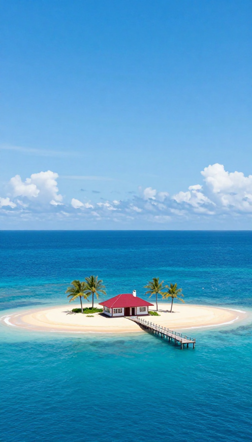 碧海蓝天下静谧无人岛的诗意家园