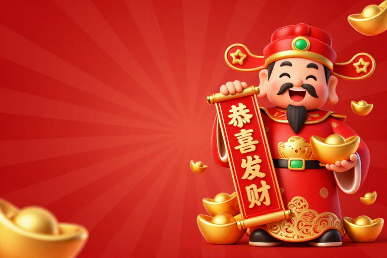 喜庆中国风新年财神插画背景图