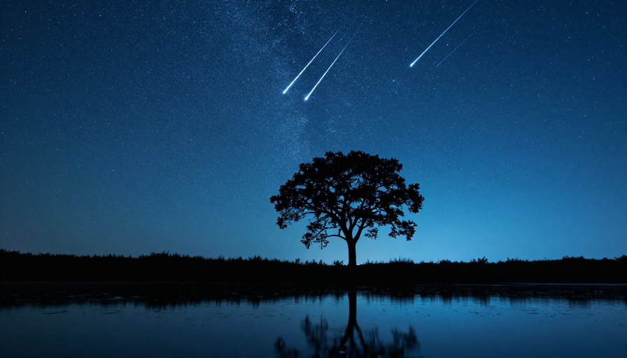 静谧星河：孤树剪影下的夜之境