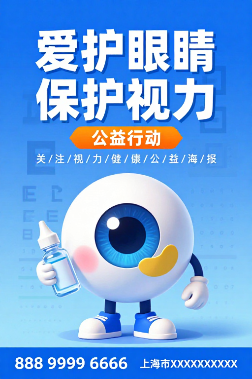 蓝色科技风公益视力保护海报