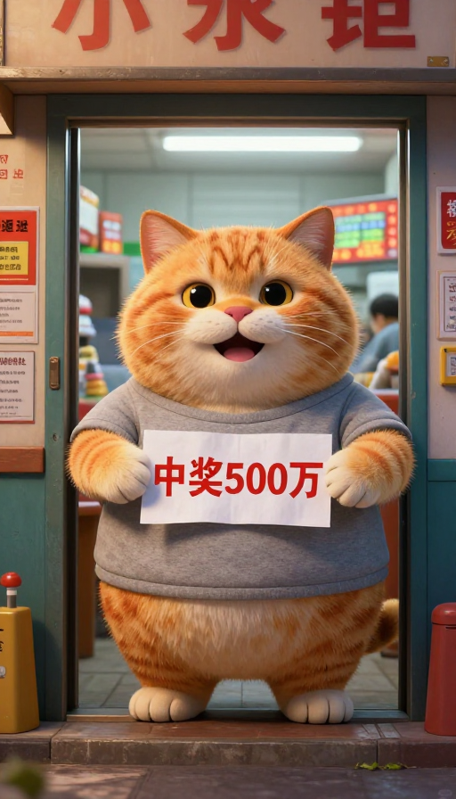 大橘猫中奖500万，8K写实街头夜景