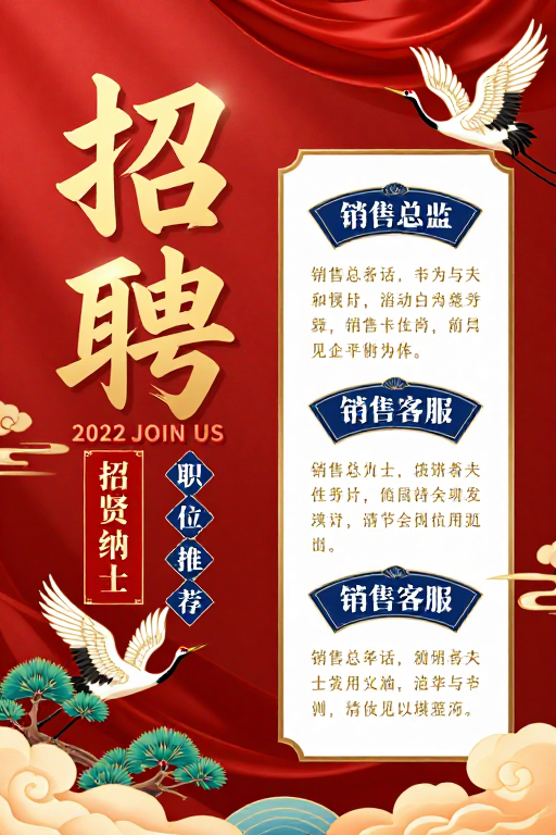 金韵祥云·中式招聘海报