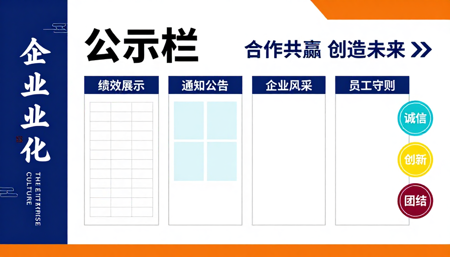现代简约公示栏：蓝白企业文化传播设计