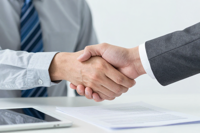 商务握手：专业合作的象征