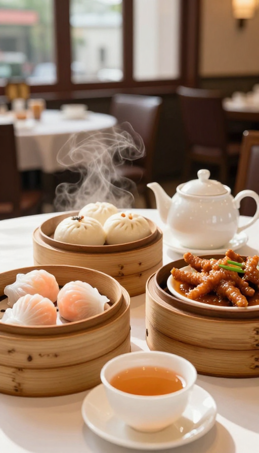 晨光中的广东早茶:精致点心与茶香