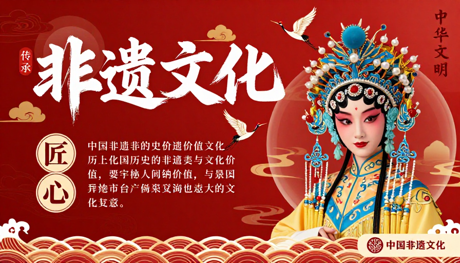 非遗传承：国风与现代艺术融合的宣传海报