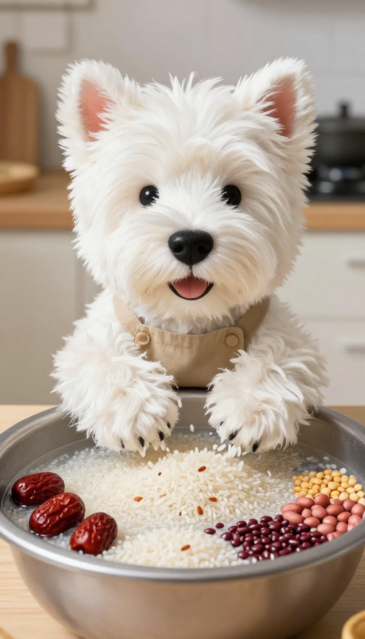 萌犬拟人洗食材:西高地开心备餐实拍