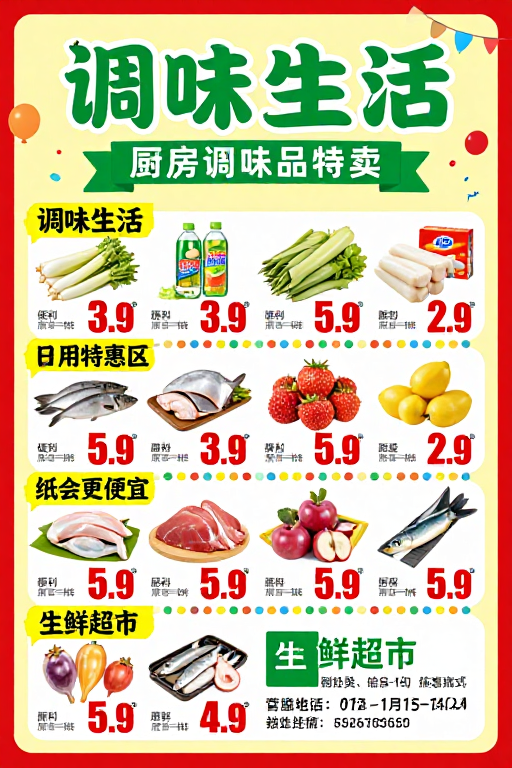 调味生活促销海报：色彩活力驱动消费