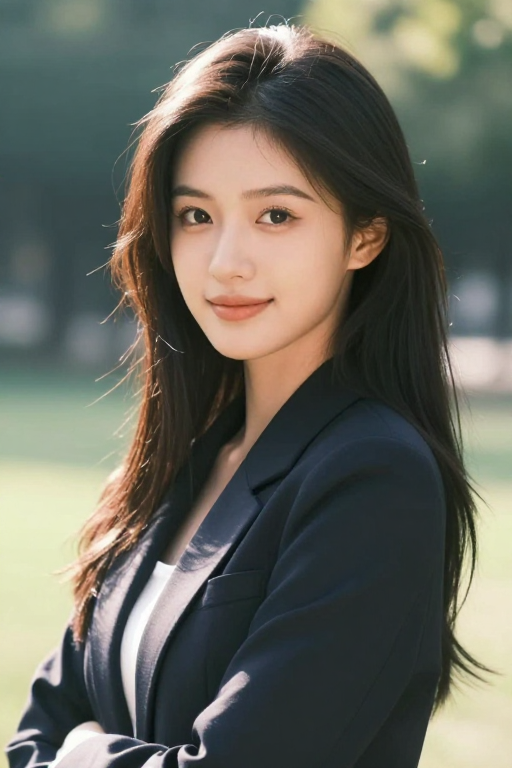 自信高傲的女神:公园光影人像