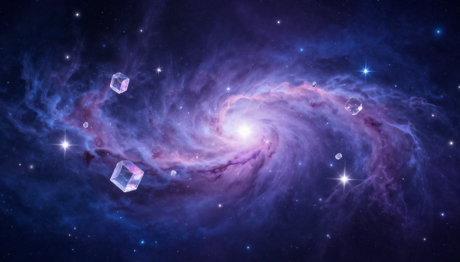 幻彩星云：深邃宇宙与晶莹晶体交织的梦幻星空