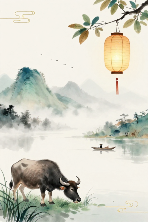 淡雅水墨山水:留白间的静谧诗意