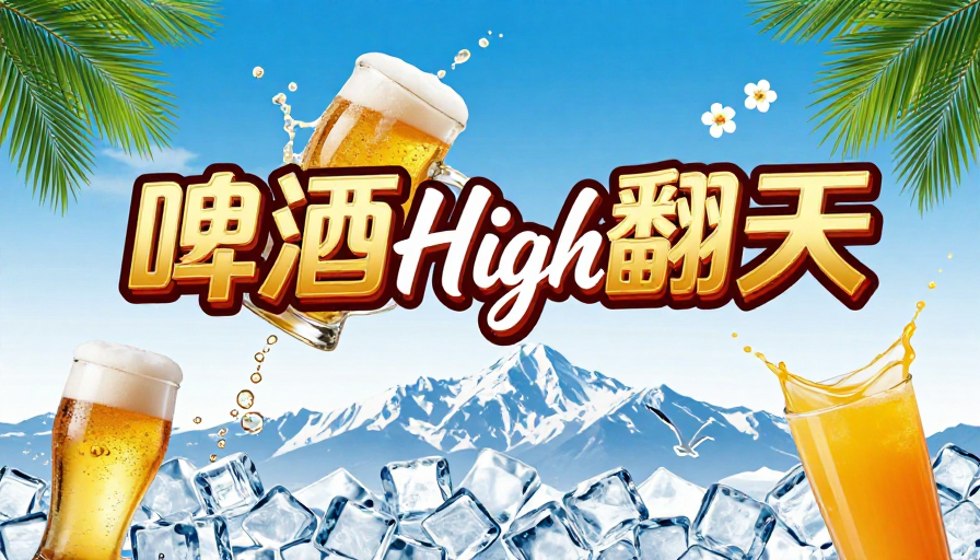 夏日清凉啤酒海报：High翻天畅饮
