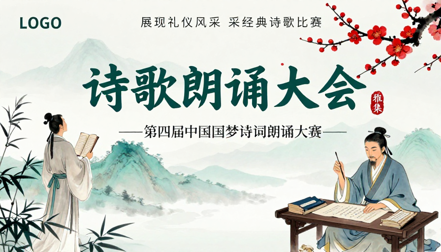 水墨诗意雅集：第四届中国梦诗词朗诵大会海报