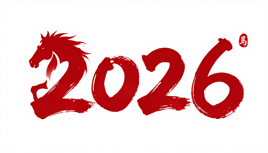 奔马跃动:2026红色水墨创意字体设计