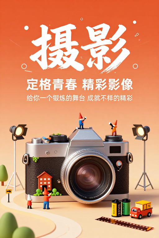 复古相机建筑摄影艺术海报