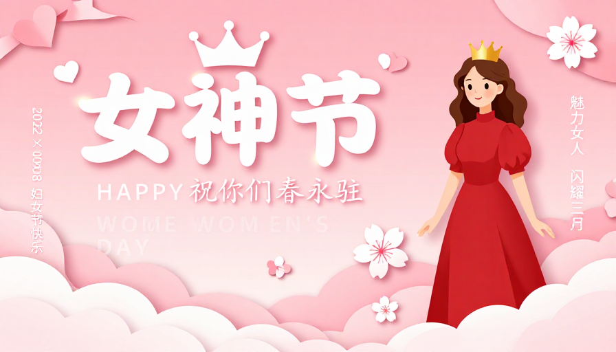 粉韵纸艺:梦幻女神节插画