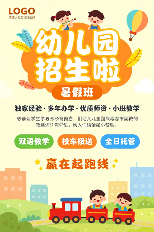 阳光童趣·幼儿园暑期招生海报
