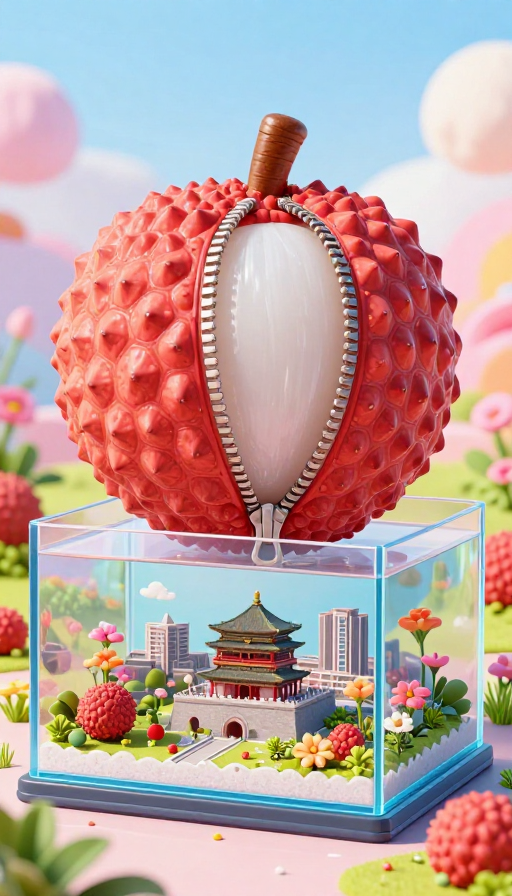 荔枝拉链中的长安:梦幻3D微缩景观