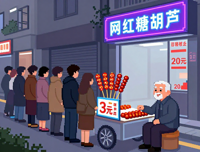 老街怀旧:像素老爷爷摆摊 vs 网红店冷峻价