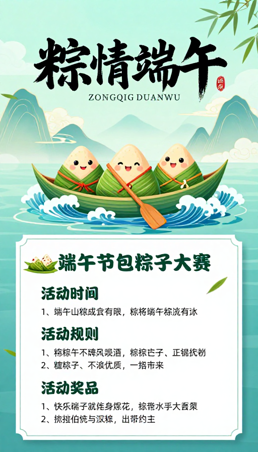 粽情端午·清新国风插画宣传海报