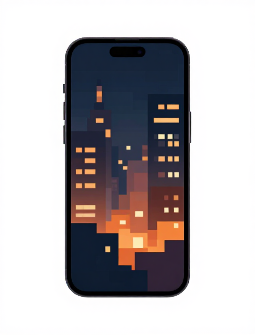 像素城市夜景:温暖光影的静谧夜晚