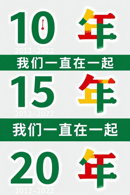 简约现代竖版纪念海报：携手同行十载