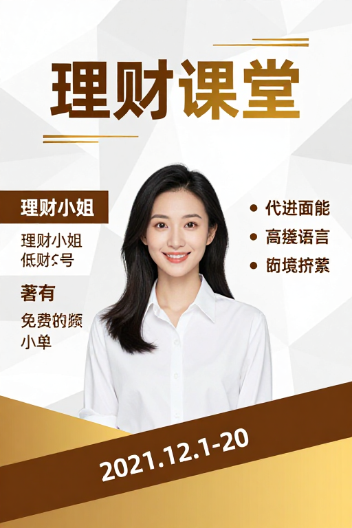 简约金融理财海报：专业形象与亲和力并重